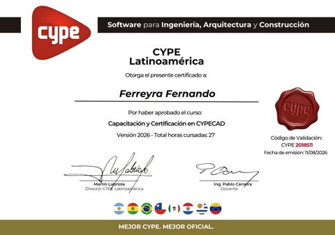Certificado de Capacitación y Certificación en CYPECAD 2026 — CYPE Latinoamérica